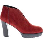Tod's, Rote Absatz-Derby-Stiefel aus Spaltleder Red, Damen, Größe: 39 1/2 EU