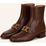 Reduzierte Braune Tod's Ankle Boots & Klassische Stiefeletten mit Reißverschluss aus Glattleder für Damen Größe 36 