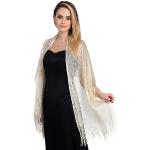 Silberne Elegante Pashmina-Schals mit Fransen aus Polyester für Damen Einheitsgröße 