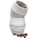 Reduzierte Weiße Rustikale Kaffeetassen-Sets 100 ml aus Steingut spülmaschinenfest 2-teilig 