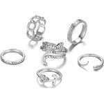 Silberne Minimalistische Knuckle Ringe glänzend stapelbar für Damen 6-teilig zum Muttertag 