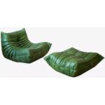 Grüne Vintage Stoffsessel aus Leder Breite 100-150cm, Höhe 100-150cm, Tiefe 50-100cm 