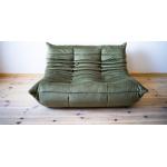 Khakifarbene Vintage Zweisitzer-Sofas aus Stoff Breite 100-150cm, Höhe 100-150cm, Tiefe 50-100cm 2 Personen 