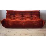 Orange Vintage Stoffsofas aus Baumwolle Breite 100-150cm, Höhe 100-150cm, Tiefe 50-100cm 3 Personen 