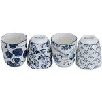 Blaue Antike TOKYO design studio Runde Tassen & Untertassen aus Keramik mikrowellengeeignet 4-teilig 