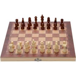 Schachspiel Brettspiele komplettset Schach Reiseschach Backgammon Holz 29x29CM Reiseschach - Braun - Tolletour