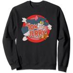 Schwarze Langärmelige Tom und Jerry Katzen-Shirts mit Katzenmotiv für Herren Größe S 