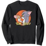 Schwarze Tom und Jerry V-Ausschnitt Herrensweatshirts Größe S 