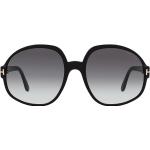 Schwarze Tom Ford Runde Kunststoffsonnenbrillen für Damen 