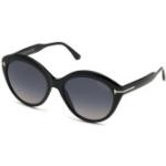 Tom Ford FT0763 01D polarisiert Kunststoff Rund Schwarz/Schwarz Sonnenbrille, Sunglasses Schwarz/Schwarz Groß