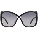Reduzierte Schwarze Tom Ford Runde Kunststoffsonnenbrillen für Damen 