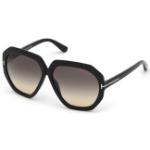 Schwarze Tom Ford Runde Kunststoffsonnenbrillen für Damen 