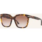 Braune Tom Ford Rechteckige Sonnenbrillen aus Kunststoff für Damen 