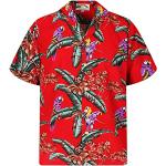 Tom Selleck Original Hawaiihemd, Kurzarm, Jungle Bird, Rot, L