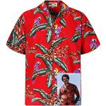 Tom Selleck Original Hawaiihemd, Kurzarm, Jungle Bird, Rot, XL