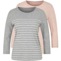 3/4-Arm-Shirt TOM TAILOR rosa (puderrosa, hellgrau, geringelt) Damen Shirts Jersey