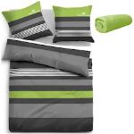 Reduzierte Grüne Gestreifte Moderne Tom Tailor Bettwäsche Sets & Bettwäsche Garnituren mit Reißverschluss aus Renforcé maschinenwaschbar 135x200 