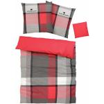 Reduzierte Rote Karo Tom Tailor Biberbettwäsche aus Baumwolle trocknergeeignet 135x200 2-teilig 