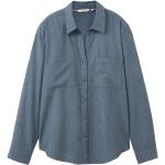 Blaue Langärmelige Tom Tailor Melange Kentkragen Hemden mit Kent-Kragen aus Viskose für Damen Größe XL 
