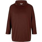 Braune Melierte 3/4-ärmelige Tom Tailor Rollkragen T-Shirts aus Jersey für Damen Größe L 