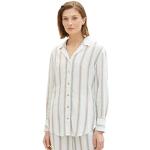 Offwhitefarbene Langärmelige Tom Tailor Tunika-Blusen aus Leinen für Damen Größe S für Partys für den für den Sommer 