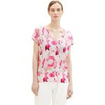 Pinke Kurzärmelige Tom Tailor V-Ausschnitt T-Shirts aus Viskose für Damen Größe L für Partys für den für den Sommer 