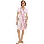 Reduzierte Pinke Batik Kurzärmelige Tom Tailor Mini V-Ausschnitt Sommerkleider aus Jersey für Damen Größe M für den für den Sommer 
