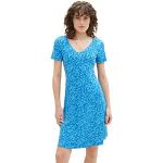 Reduzierte Blaue Kurzärmelige Tom Tailor Mini V-Ausschnitt Sommerkleider aus Jersey für Damen Größe XS für den für den Sommer 