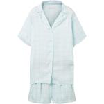 Reduzierte Blaue Karo Tom Tailor Pyjamas kurz für Damen Größe XL 
