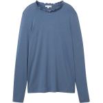 Reduzierte Blaue Unifarbene Langärmelige Tom Tailor Damenlongsleeves & Damenlangarmshirts mit Rüschen Größe XXL 
