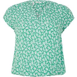TOM TAILOR Damen Plus - Kurzarm-Bluse, grün, Blumenmuster, Gr. 48
