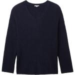 Reduzierte Blaue Unifarbene Tom Tailor V-Ausschnitt Strickpullover für Damen Größe XL 