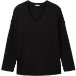 Reduzierte Schwarze Unifarbene Tom Tailor V-Ausschnitt Strickpullover für Damen Größe XL 