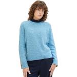 Hellblaue Melierte Tom Tailor Melange Strickpullover aus Wolle Handwäsche für Damen Größe S 
