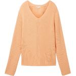 Reduzierte Orange Unifarbene Tom Tailor V-Ausschnitt Strickpullover für Damen Größe 3 XL 