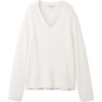 Reduzierte Weiße Unifarbene Tom Tailor V-Ausschnitt Strickpullover für Damen Größe 3 XL 