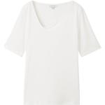 Weiße Unifarbene Tom Tailor Asymmetrische T-Shirts für Damen Größe XXL 