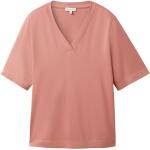 Reduzierte Rosa Unifarbene Tom Tailor V-Ausschnitt T-Shirts für Damen Größe XL 