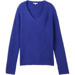 Reduzierte Blaue Unifarbene Tom Tailor V-Ausschnitt Strickpullover für Damen Größe XXL 