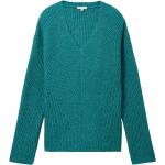 Reduzierte Grüne Unifarbene Tom Tailor V-Ausschnitt Strickpullover für Damen Größe S 