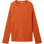 Reduzierte Orange Unifarbene Tom Tailor V-Ausschnitt Strickpullover für Damen Größe L 