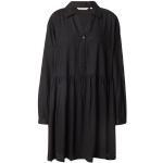 Schwarze Langärmelige Tom Tailor Denim Midi Midikleider & knielange Kleider aus Viskose für Damen Größe M 