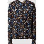 Schwarze Blumenmuster Langärmelige Tom Tailor Denim V-Ausschnitt Blusenshirts & Schlusen aus Viskose für Damen Größe XS 