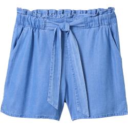 TOM TAILOR DENIM Damen Paperbag Shorts mit Lyocell, blau, Uni, Gr. XS