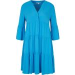 Reduzierte Blaue Tom Tailor Denim Tunika-Kleider mit Volants aus Denim für Damen Größe S 