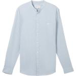 Blaue Langärmelige Tom Tailor Denim Stehkragen Herrenjeanshemden aus Denim Größe L 