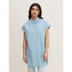 Reduzierte Blaue Kurzärmelige Tom Tailor Denim Hemdblusen aus Baumwolle für Damen Größe L für den für den Sommer 