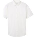 Reduzierte Weiße Unifarbene Kurzärmelige Tom Tailor Denim Herrenjeanshemden aus Denim Größe M 