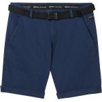 Blaue Unifarbene Tom Tailor Denim Chino-Shorts mit Gürtel aus Denim für Herren Größe M 