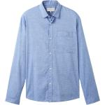 Reduzierte Blaue Melierte Tom Tailor Melange Stehkragen Herrenjeanshemden aus Denim Größe M 